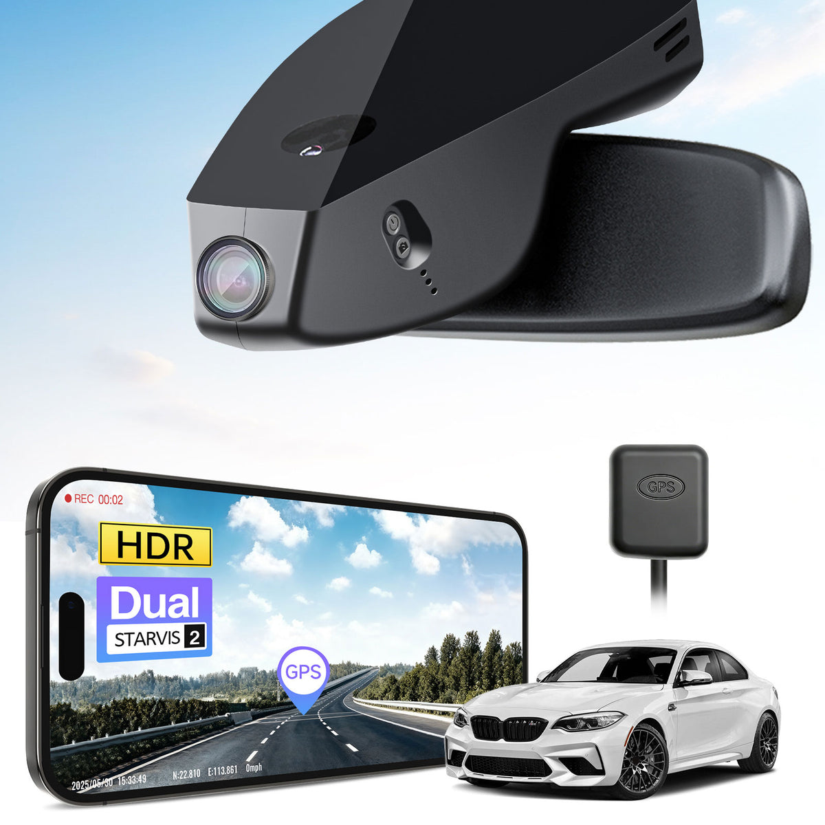 MANGOAL 4K STARVIS 2 Dash Cam (GPS Included) for BMW 2 Series Coupé Convertible F22 F23 G42 Active Tourer Gran Tourer F45 F46 U06 Gran Coupé F44 M2 F87(Model D)