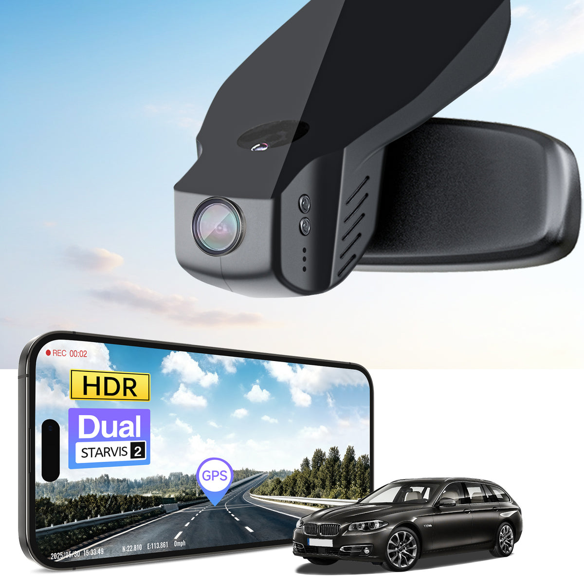 MANGOAL 4K STARVIS 2 Dash Cam (GPS Included) for BMW 5 Series Gen6 F07 F10 F11 F18 2014–2016 Select 2017 M5 F10(Model B)