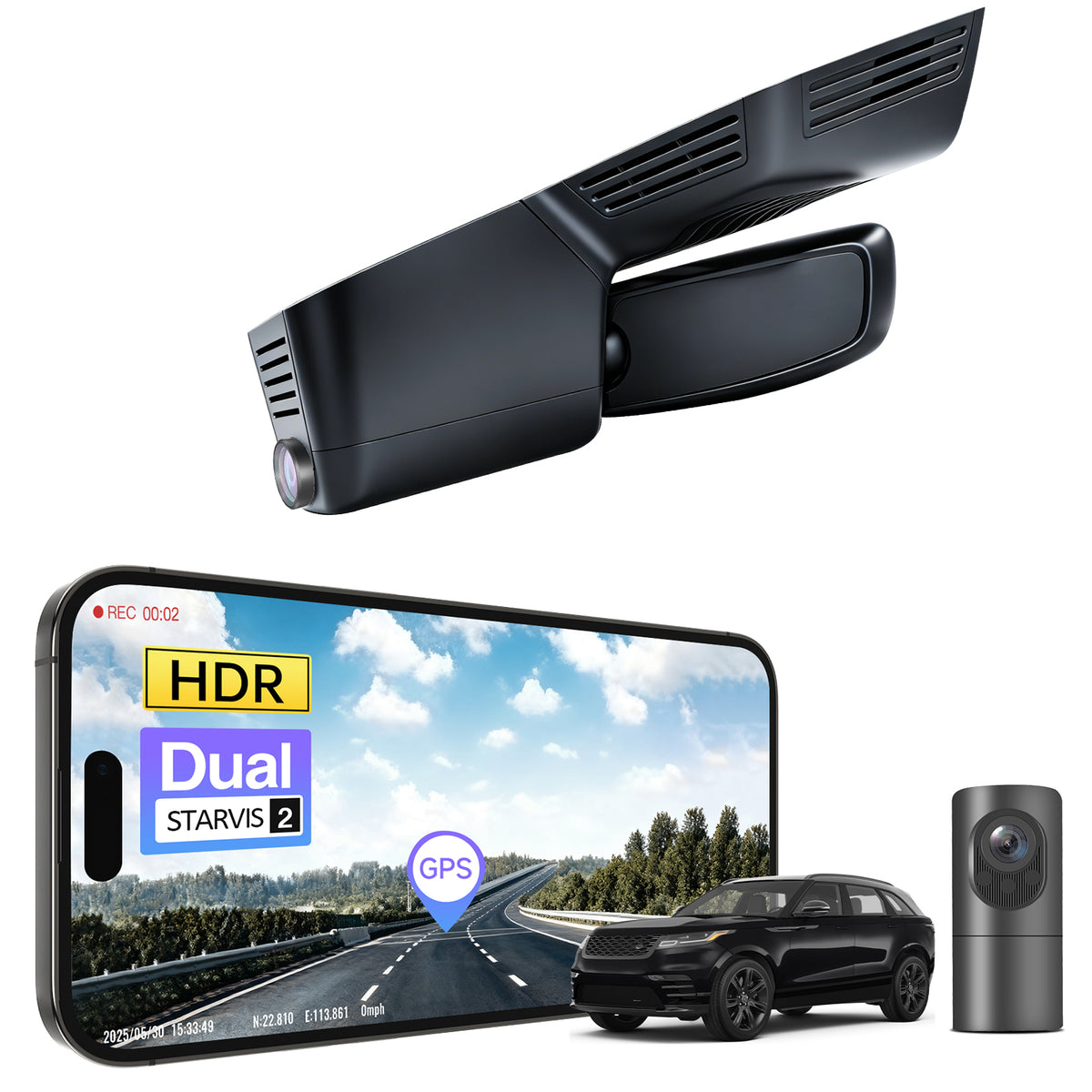MANGOAL 4K STARVIS 2 Dash Cam (GPS Included) for Land Rover Range Roverr Velar L560 Facelift 2021–2026(Model B)