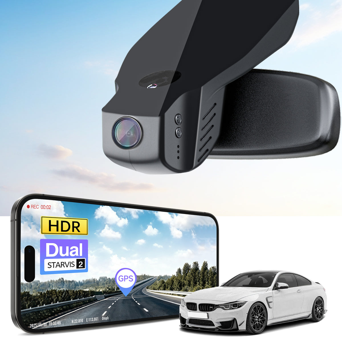 MANGOAL 4K STARVIS 2 Dash Cam (GPS Included) for BMW 4-Series Gen1 F32 F33 F36 2014–2020 M4 F82 F83(Model B)
