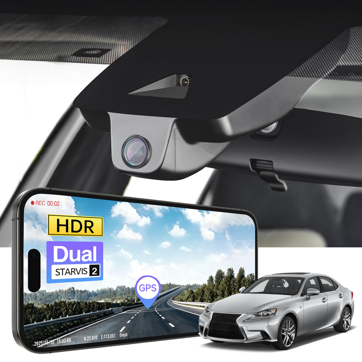 MANGOAL 4K STARVIS 2 Dash Cam (GPS Included) for Lexus ES & Lexus GS (Model A)