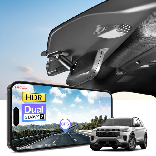 MANGOAL 4K STARVIS 2 Dash Cam (GPS Included) for Ford Explorer U625 2025 2026 Model D (LHD, Left-hand drive)