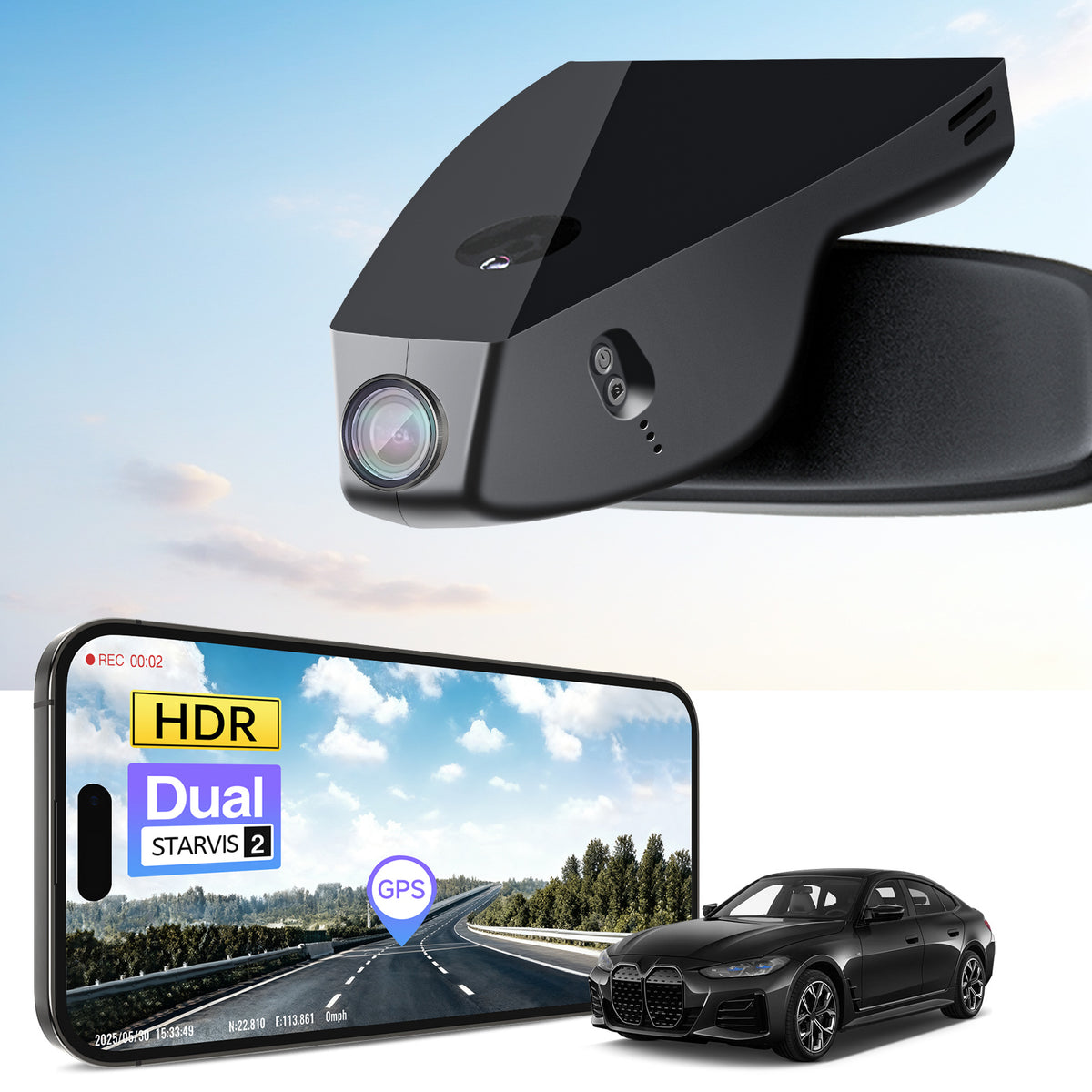 MANGOAL 4K STARVIS 2 Dash Cam (GPS Included) for BMW i4 2022–2024 (Model A)