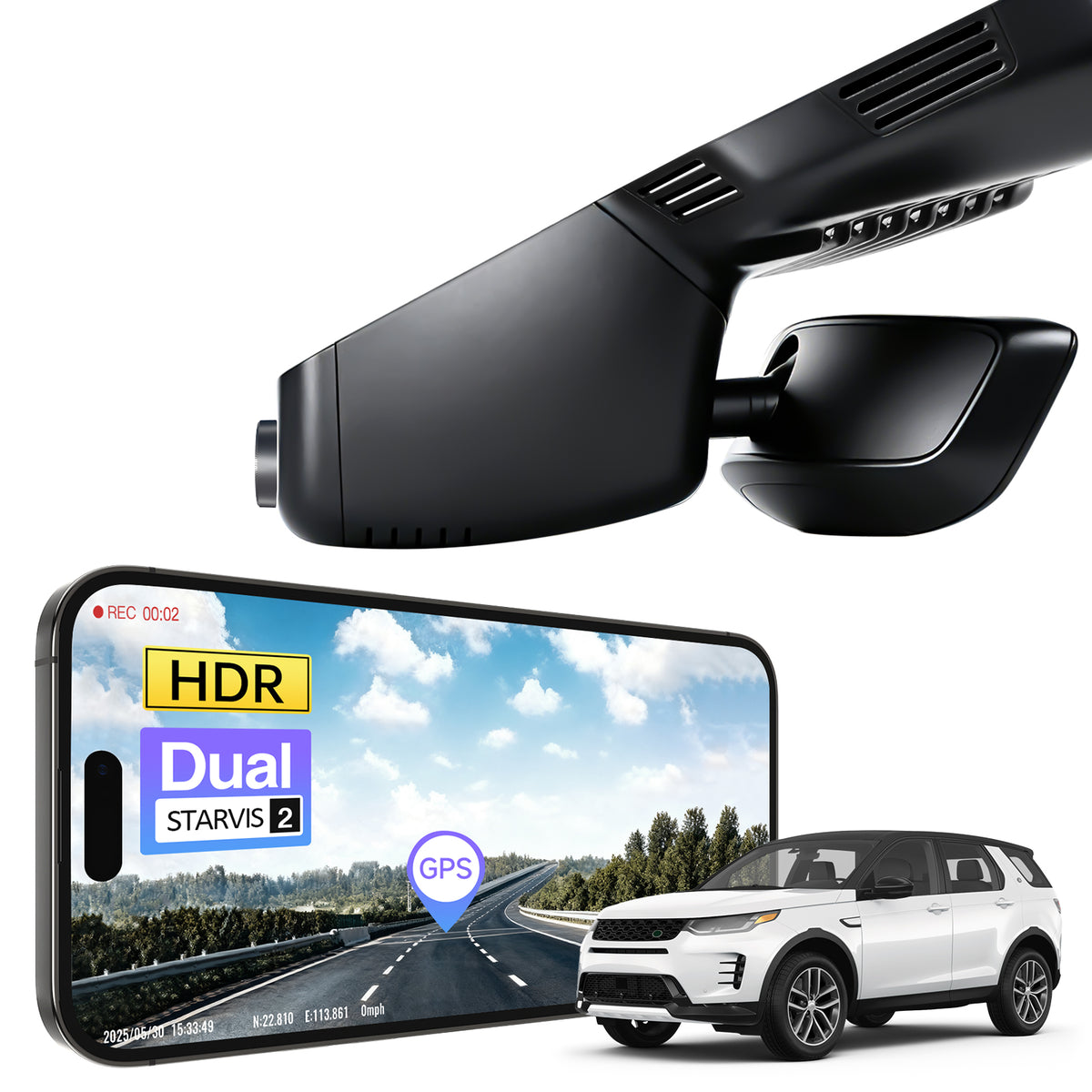 MANGOAL 4K STARVIS 2 Dash Cam (GPS Included) for Land Rover Discovery Sport S SE HSE R-Dynamic L550 facelift(Model D)