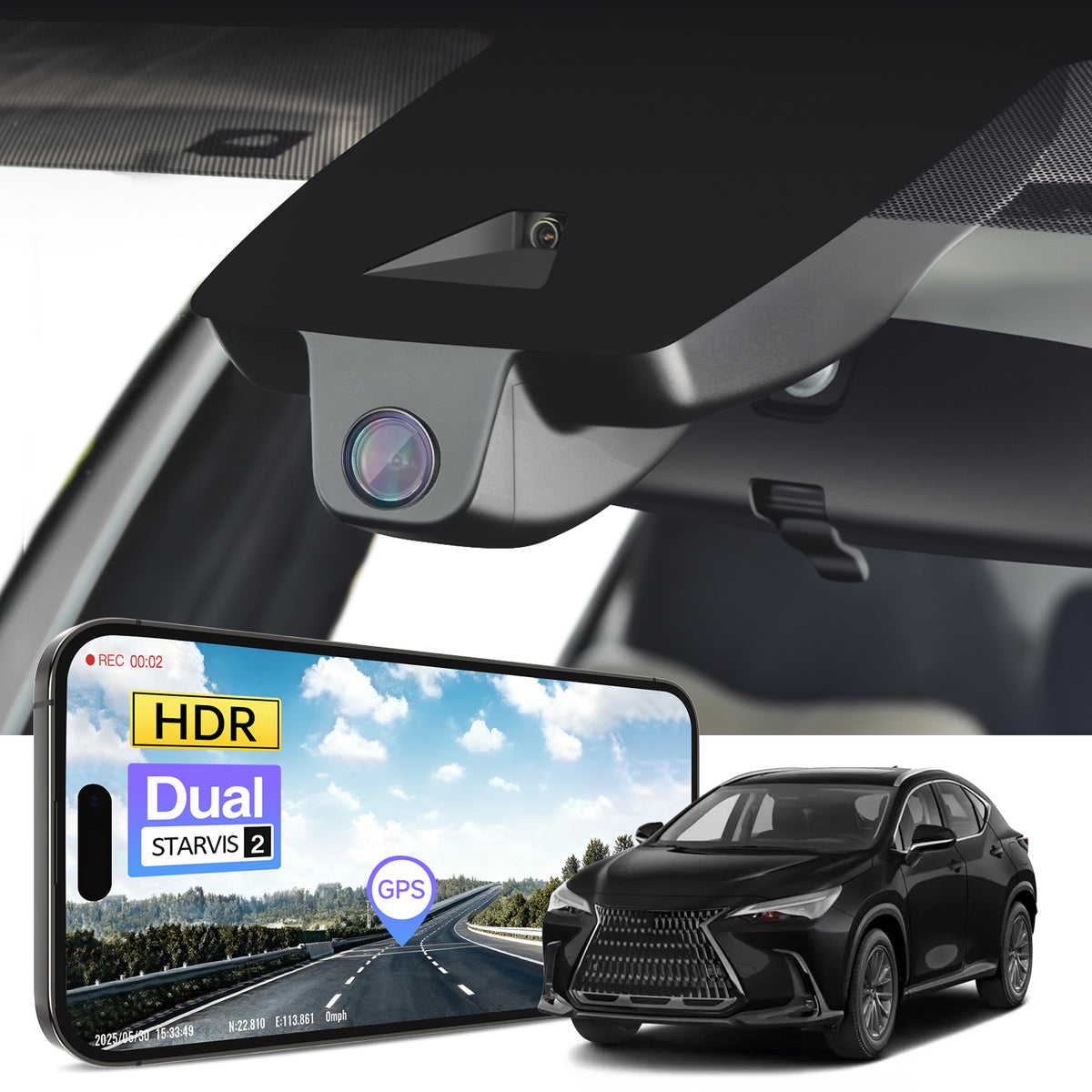 MANGOAL 4K STARVIS 2 Dash Cam (GPS Included) for Lexus NX 2022–2026(Model C)