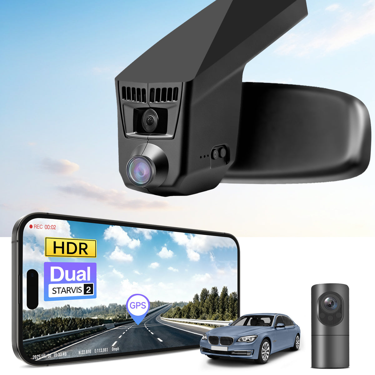 MANGOAL 4K STARVIS 2 Dash Cam (GPS Included) for BMW 7 Series Gen5 F01/F02/F03/F04 2013–2015 (Model C)