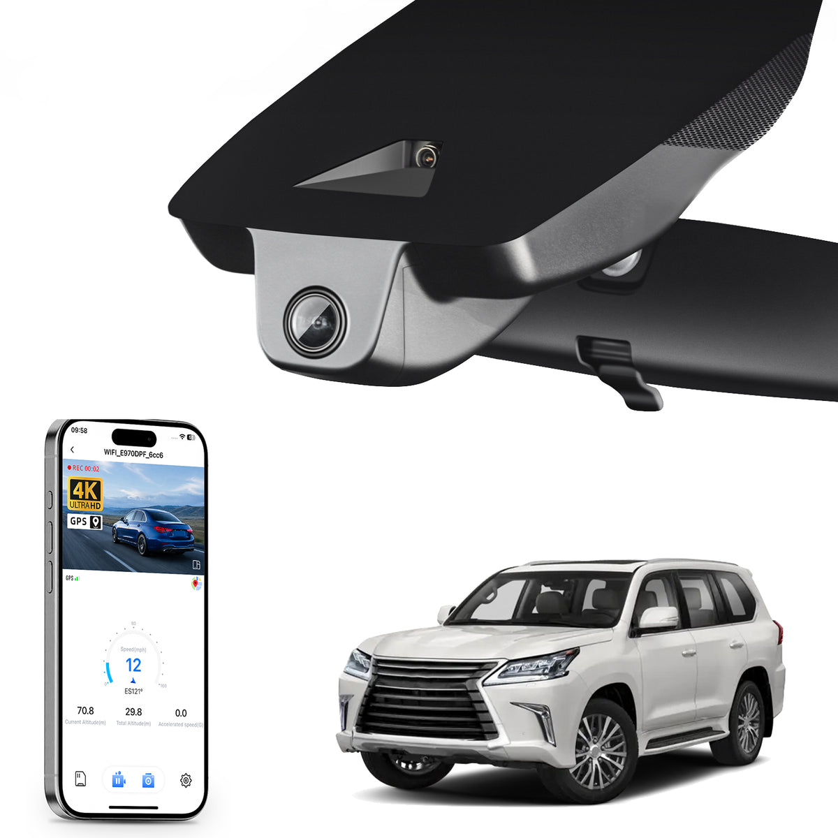 MANGOAL HDR Dash Cam STARVIS 2 for Lexus LX570 2017-2021(J200, Gen3)(Model A)