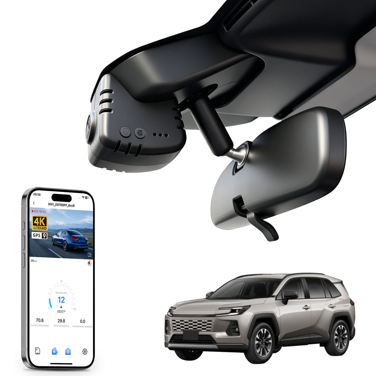 Mangoal HDR Dash Cam STARVIS 2 for Toyota All-New Gen6 RAV4 2026 (Model C)