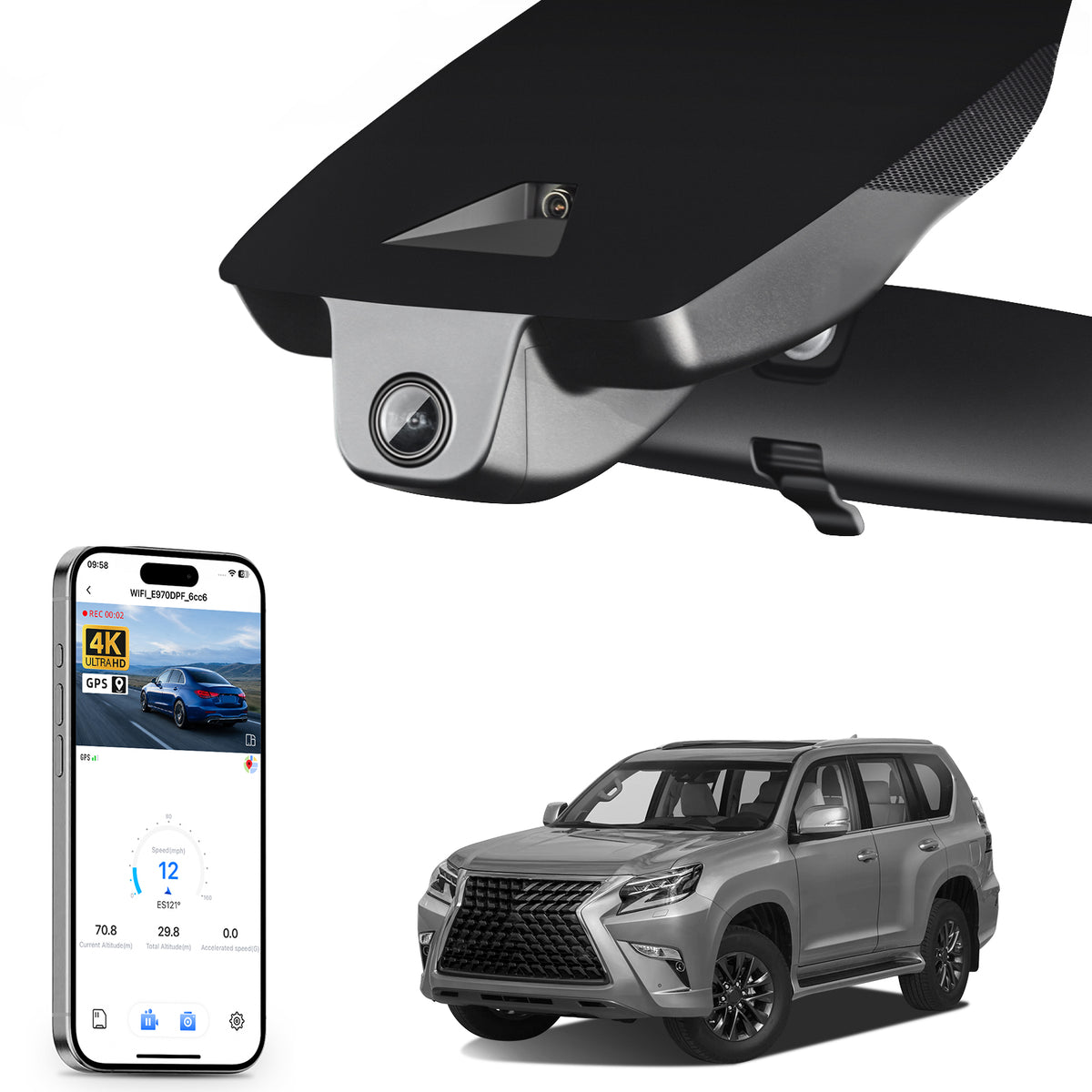 MANGOAL Dash Cam for Lexus GX460 J150 2nd Facelift 2020-2023(Model A)