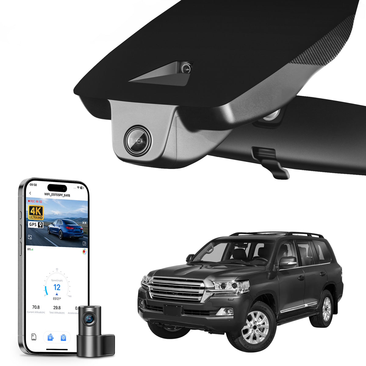 MANGOAL HDR Dash Cam STARVIS 2 for Toyota Land Cruiser LC200 2017-2021（Model A）