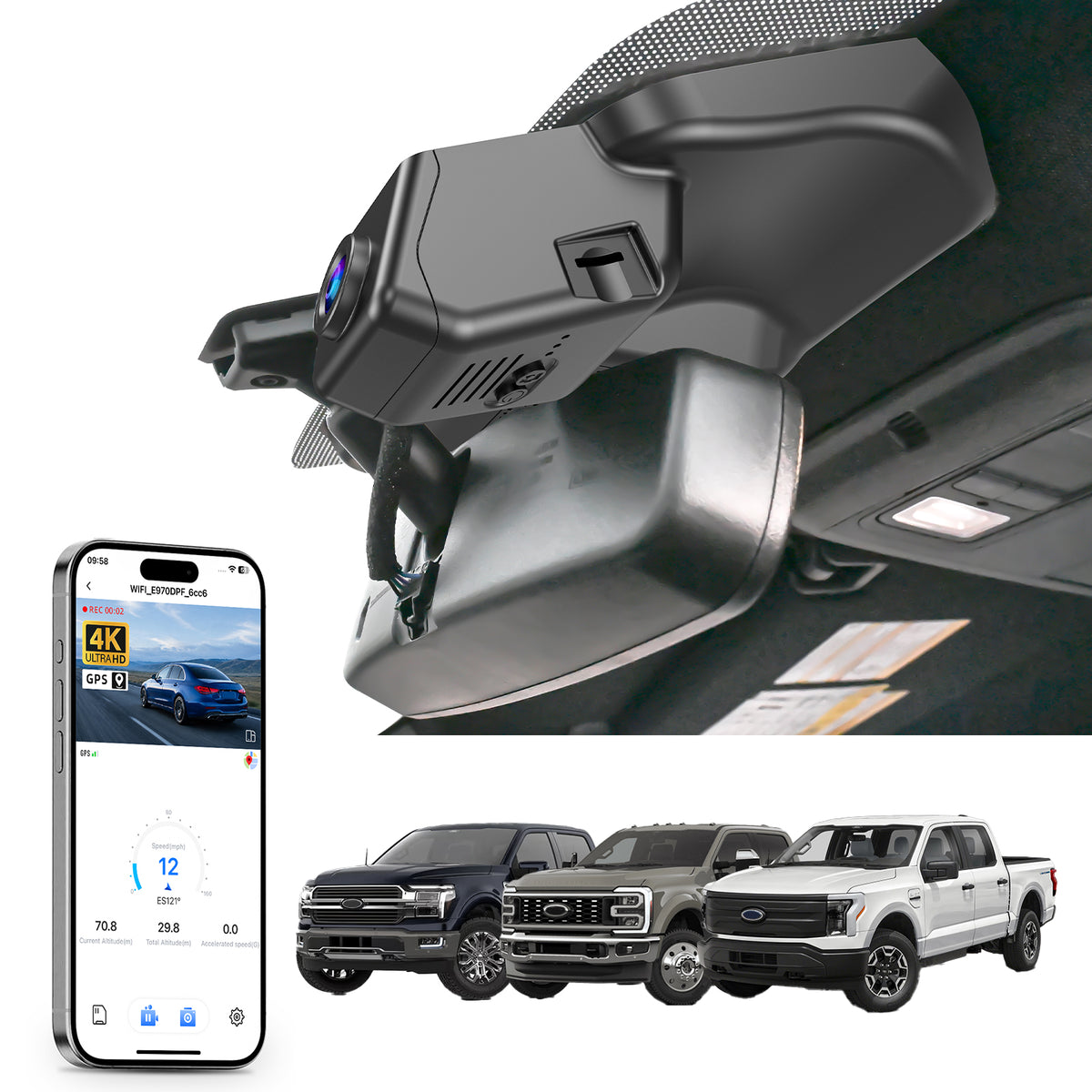 MANGOAL Dash Cam for Ford F150 2021-2026, F250 F350 F450 2023-2026(D)