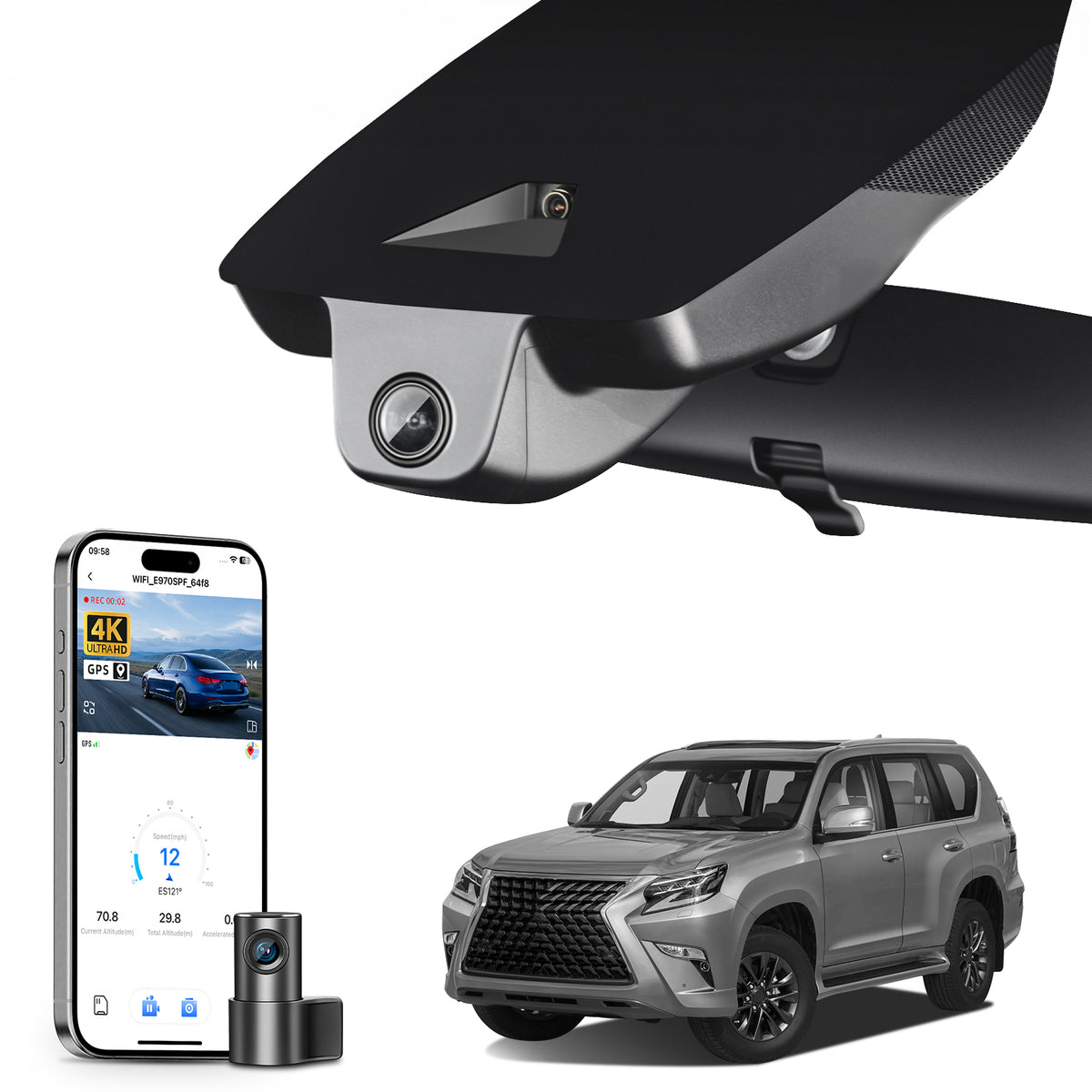 MANGOAL HDR Dash Cam STARVIS 2 for Toyota Land Cruiser Prado J150 2nd Facelift 2020-2023(Model A)