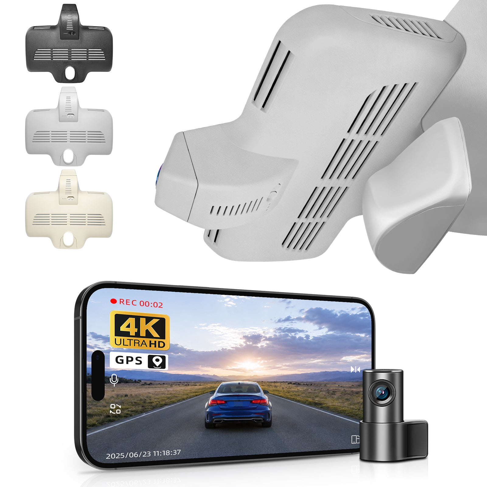 Mangoal Front 4K & Rear 2K HDR Dash Cam, Dual STARVIS 2, for Mercedes-Benz C-Class Gen4 W/S/C/A 205 2015-2021(Model D Gray)