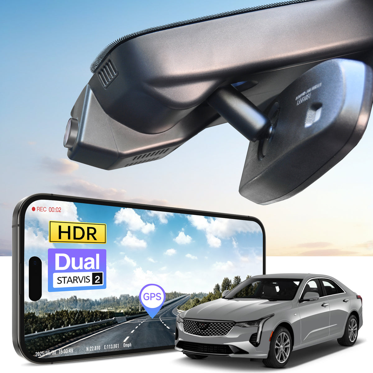 MANGOAL 4K STARVIS 2 Dash Cam (GPS Included) for Cadillac CT4/CT4 V 2020-2026
