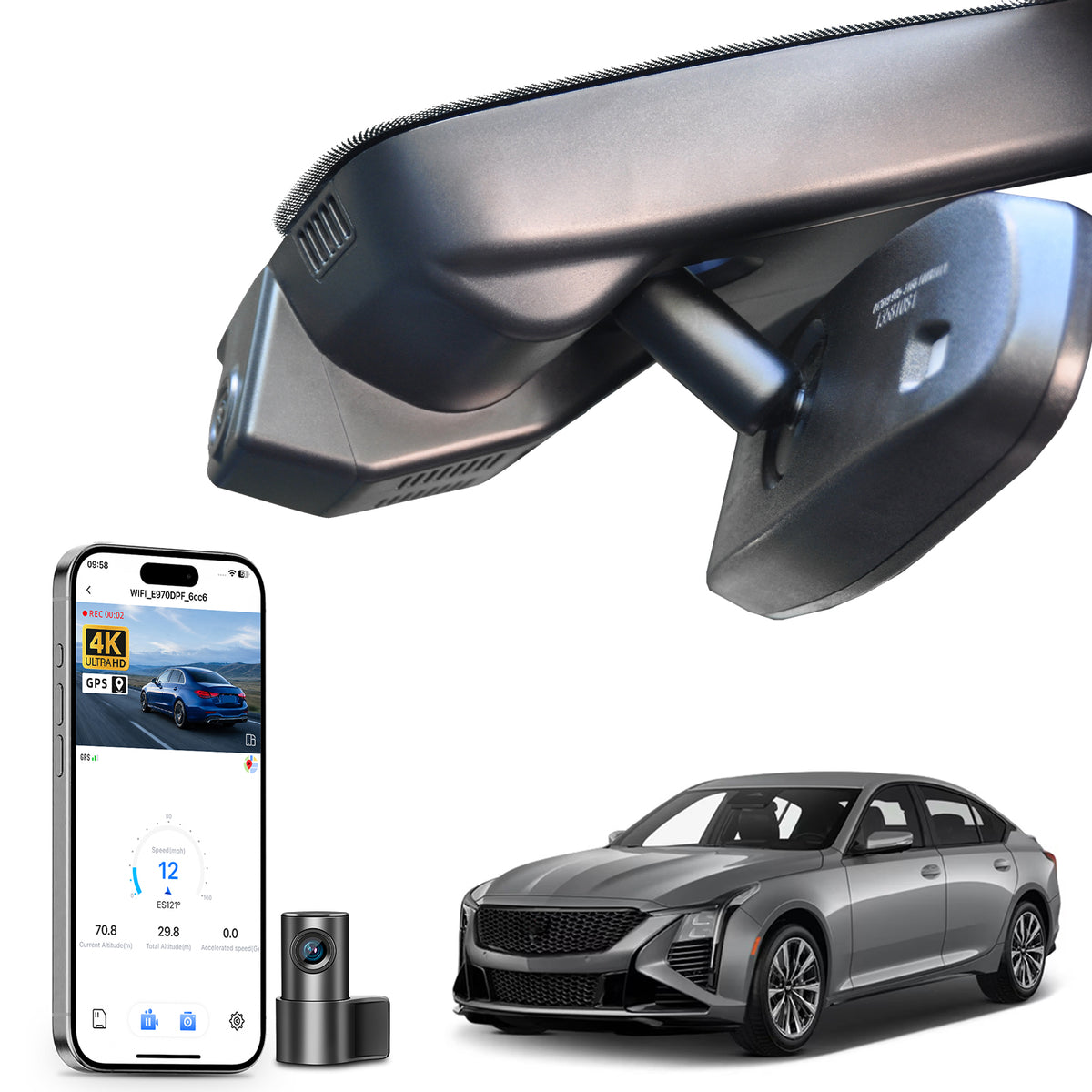 MANGOAL Dash Cam (GPS Included) for Cadillac CT5/CT5 V 2020-2024(Model A)