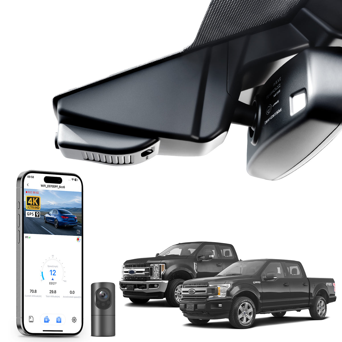 MANGOAL Dash Cam for Ford F150 2015-2020, F250 F350 F450 2017-2019(B)