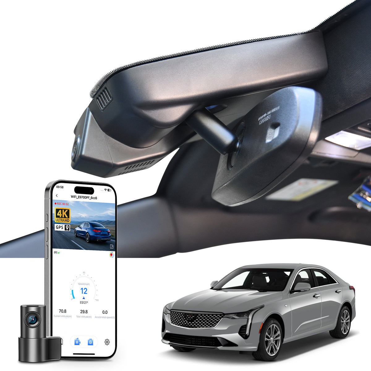 MANGOAL Dash Cam (GPS Included) for Cadillac CT4/CT4 V 2020-2026