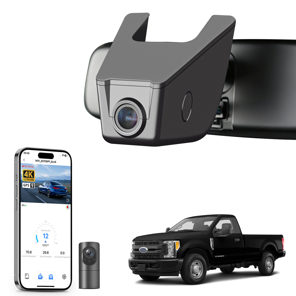 MANGOAL Dash Cam for Ford F150 2013-2017, F250 F350 F450 2015-2019 (A)