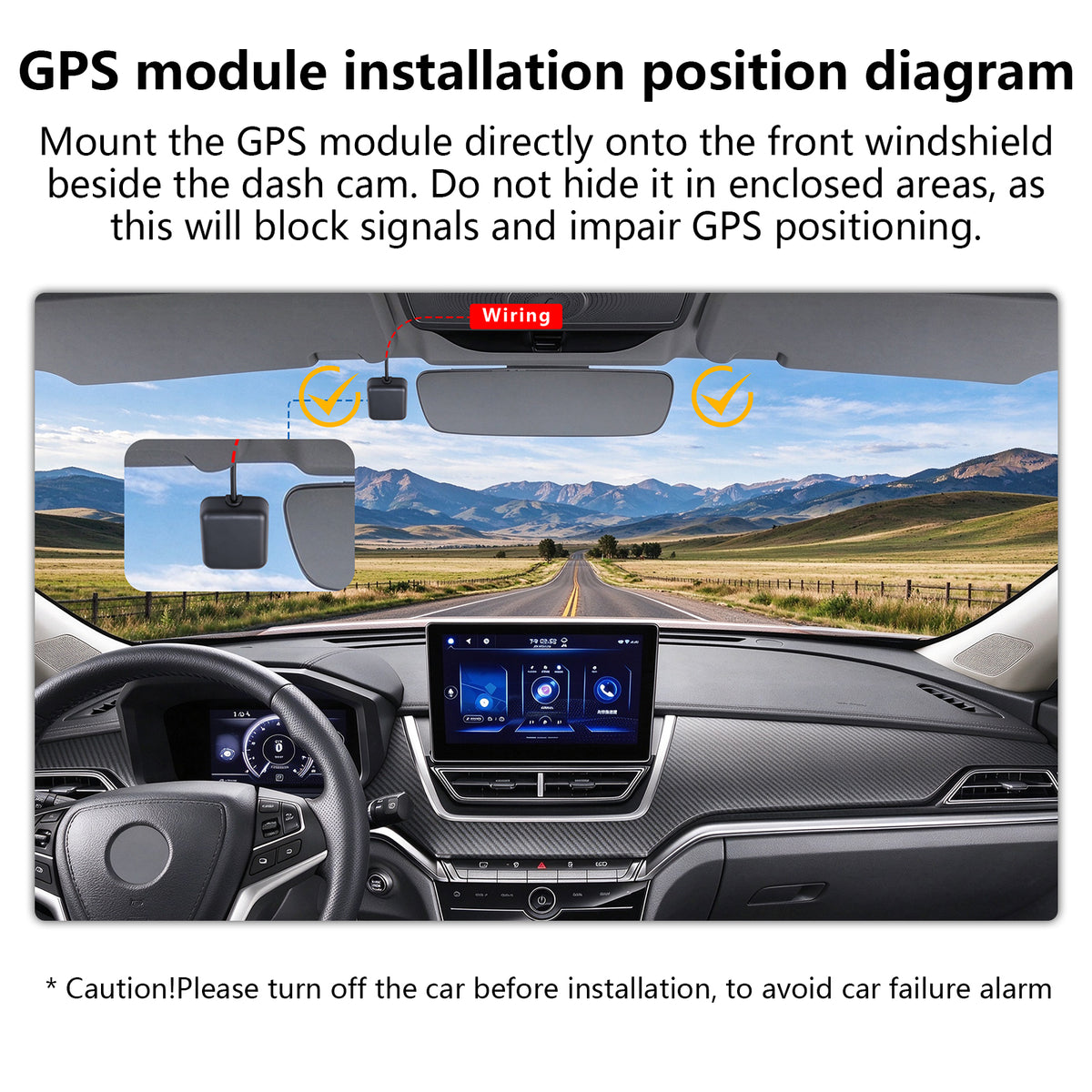 Mangoal Caméra de tableau de bord avant 4K et arrière 1080p sur mesure pour Cadillac Gen5 Escalade/Escalade ESV 2021 2022 2023 (modèle A), Sport Premium Luxury Platinum V-Series, vidéo UHD 2160P, WiFi et application, carte 128 Go