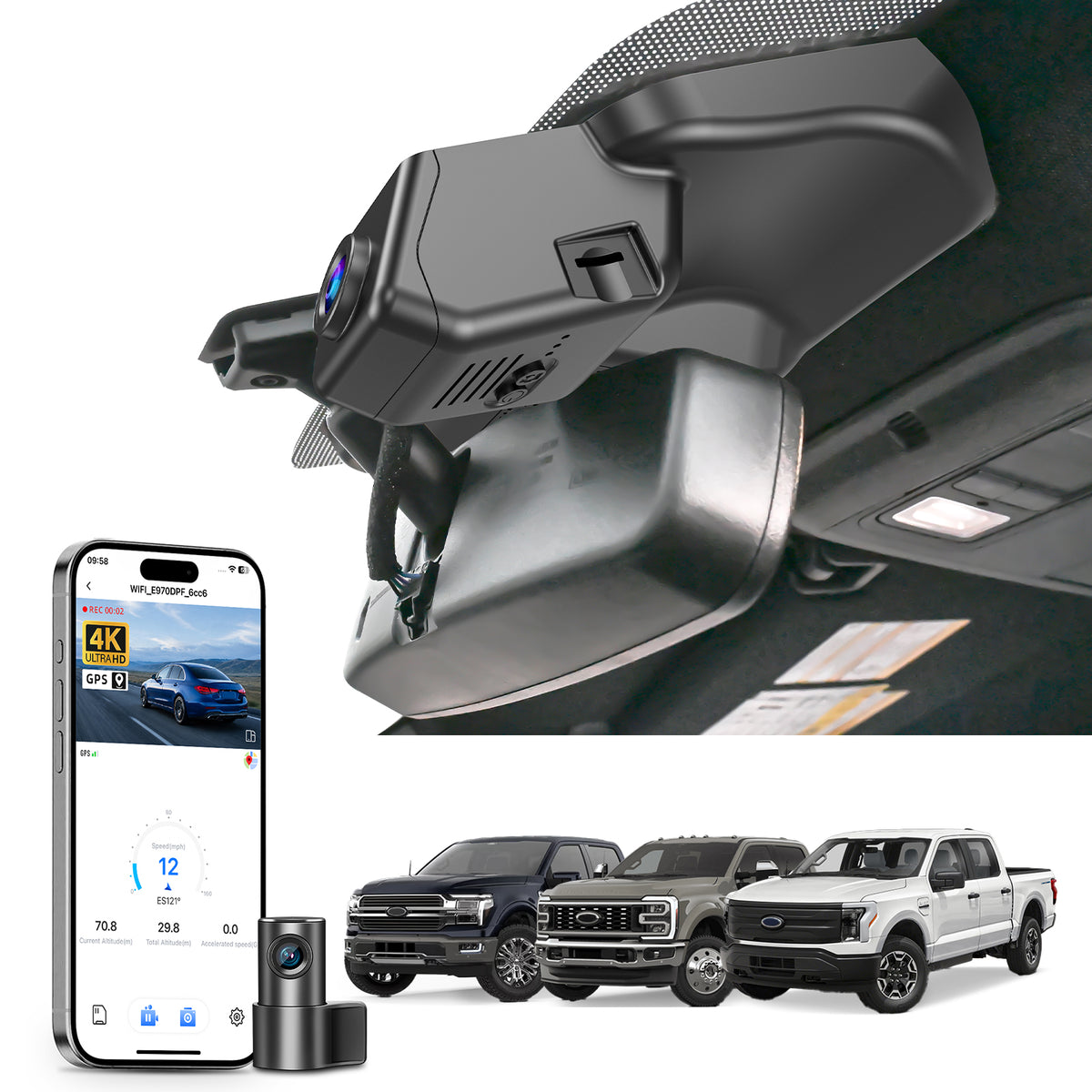 MANGOAL Dash Cam for Ford F150 2021-2026, F250 F350 F450 2023-2026(D)