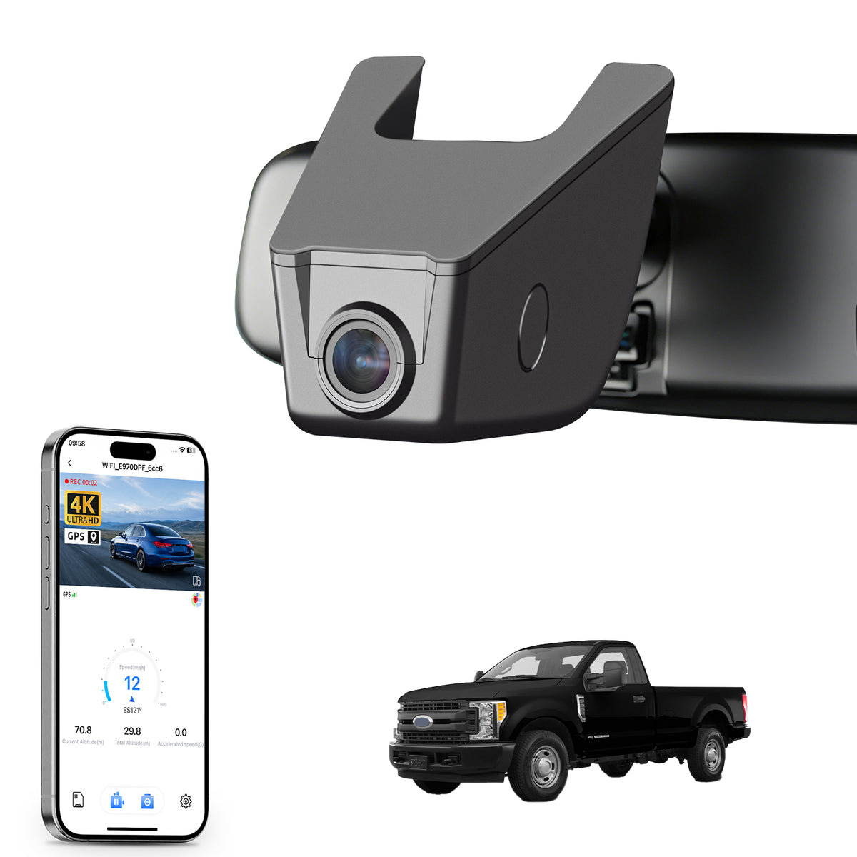 MANGOAL Dash Cam for Ford F150 2013-2017, F250 F350 F450 2015-2019 (A)