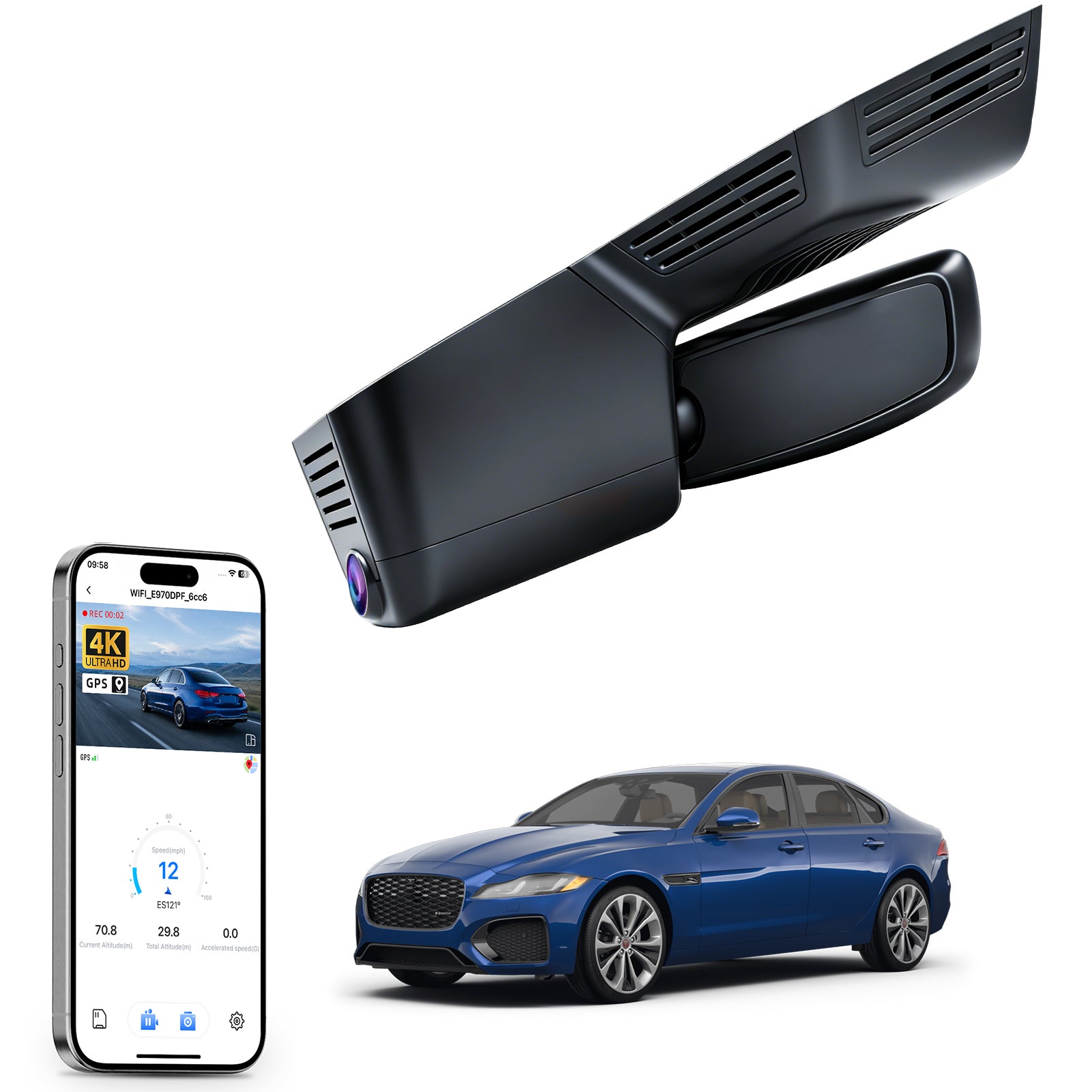 Mangoal Front 4K HDR Dash Cam STARVIS 2 for Jaguar XE XEL X760 2022-2024(Model B)