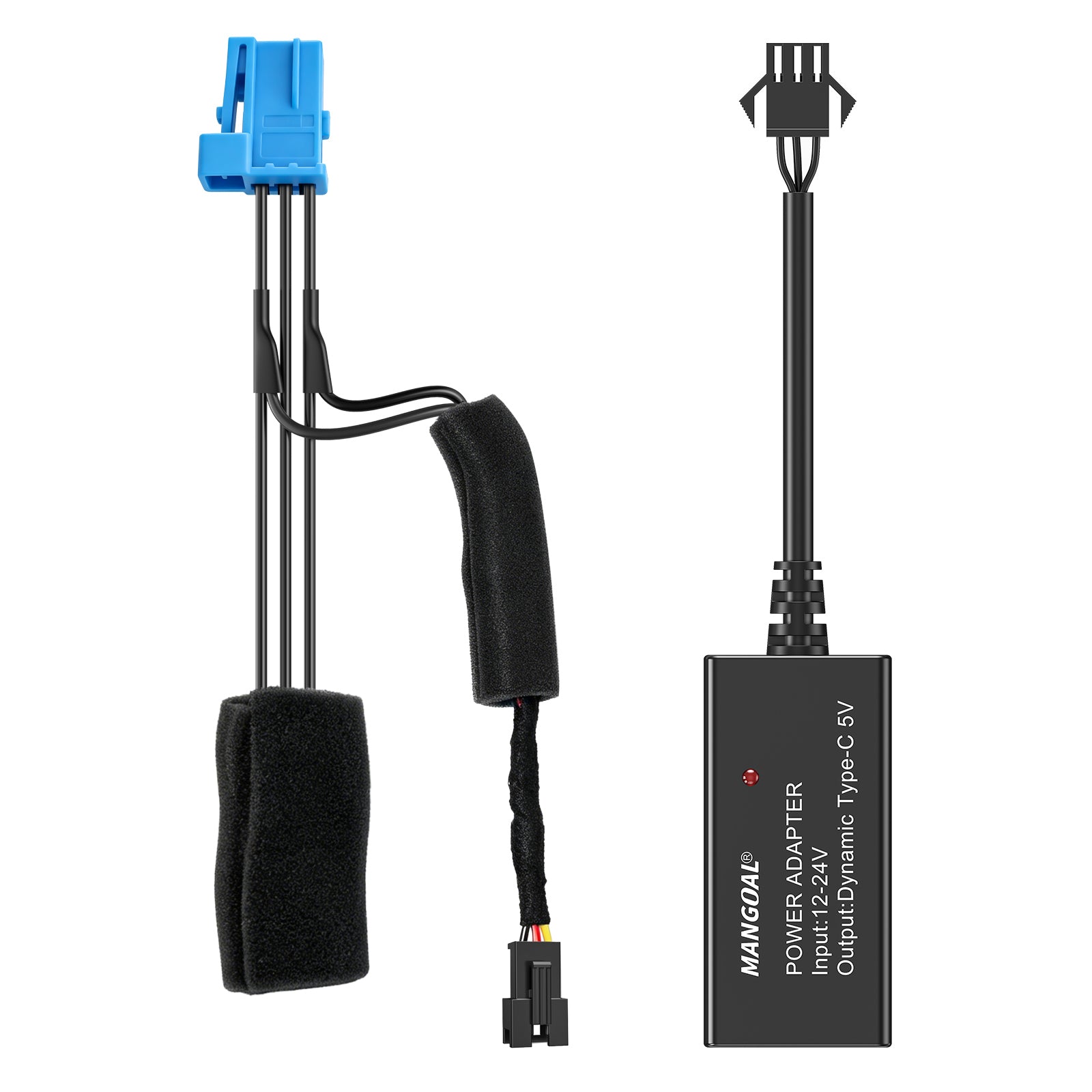 Mangoal Dash Cam Power Adapter for Land Rover & Jaguar with 3-Pin Blue Rain Sensor (Model B)– Hidden Cable Kit for GPS Radar Mirror Camera, Plug & Play