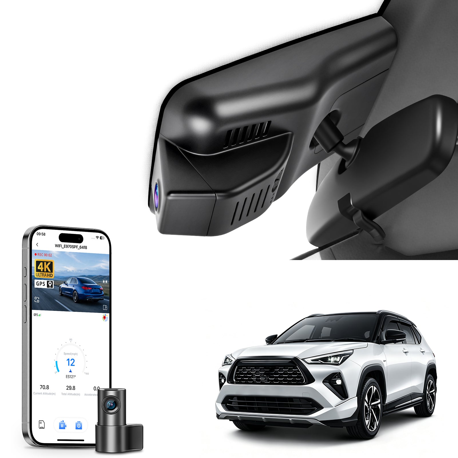 Mangoal Dash Cam for Toyota Yaris Cross & Yaris 2020-2023