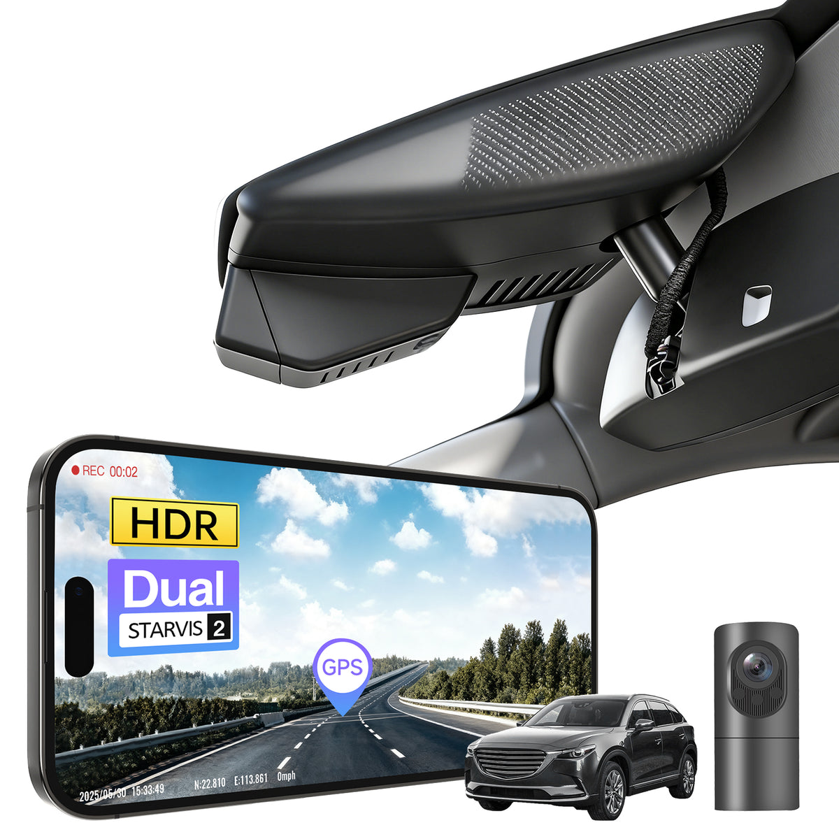 MANGOAL HDR Dash Cam STARVIS 2 for CX-5 2017-2018 & CX-9 2016-2019 & CX-3 2018-2021 & Mazda 3 2017-2018