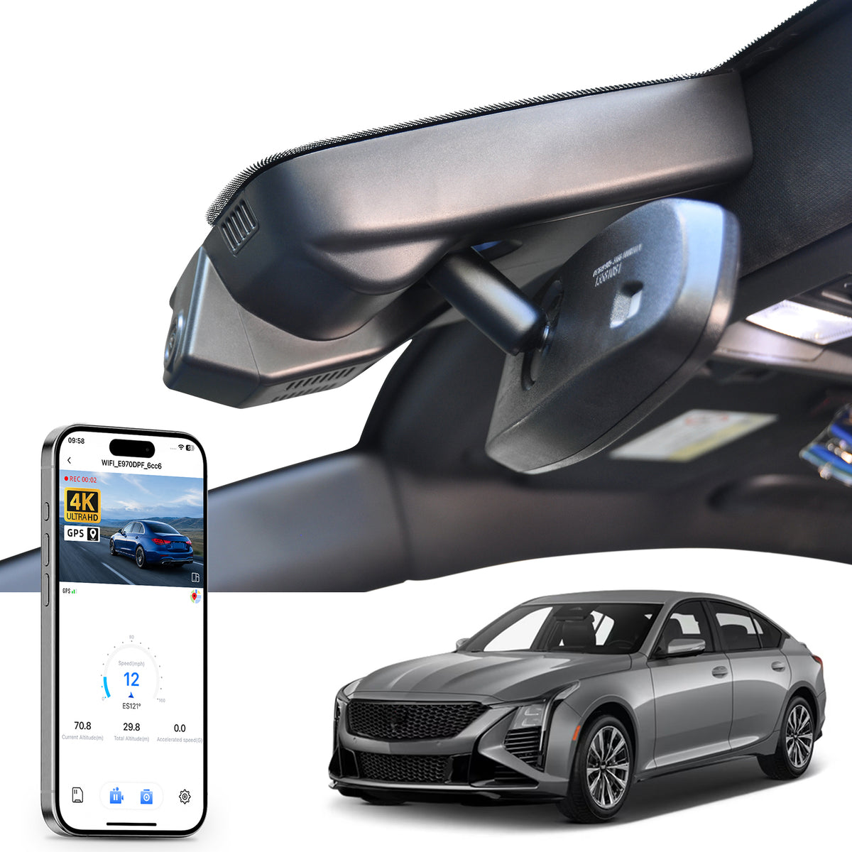 MANGOAL Dash Cam (GPS Included) for Cadillac CT5/CT5 V 2020-2024(Model A)