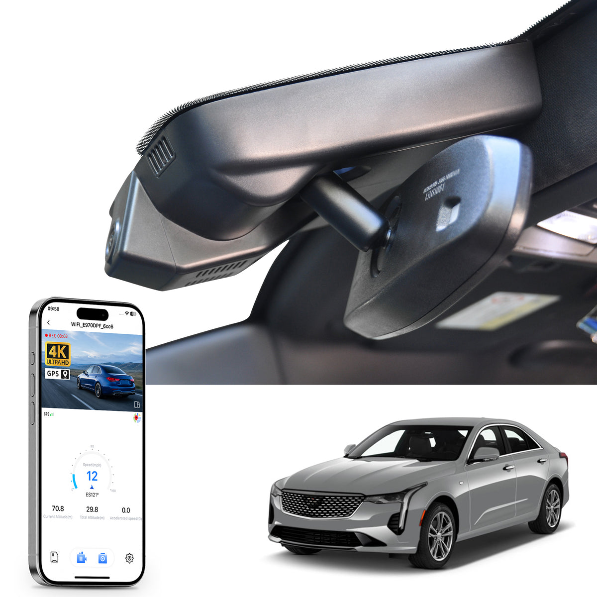 MANGOAL Dash Cam (GPS Included) for Cadillac CT4/CT4 V 2020-2026