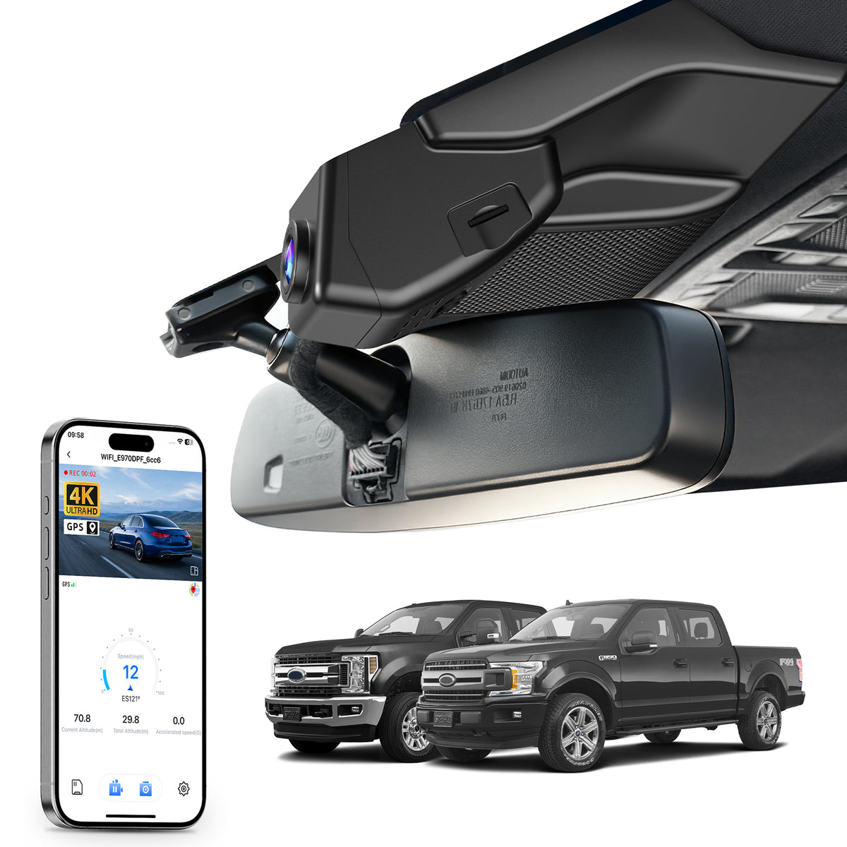 MANGOAL Dash Cam for Ford F150 2018-2020, F250 F350 F450 2020-2022(C)