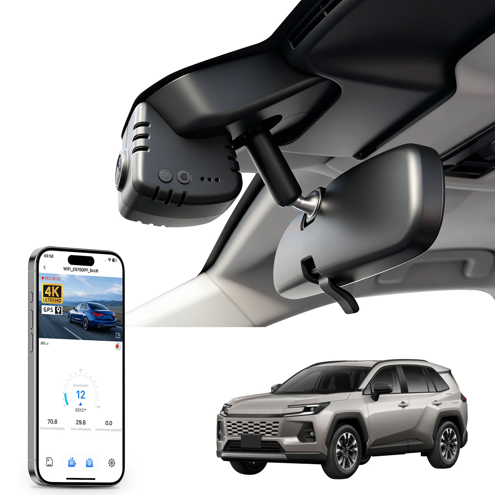 Mangoal Dash Cam for Toyota All-New Gen6 RAV4 2026 (Model C)