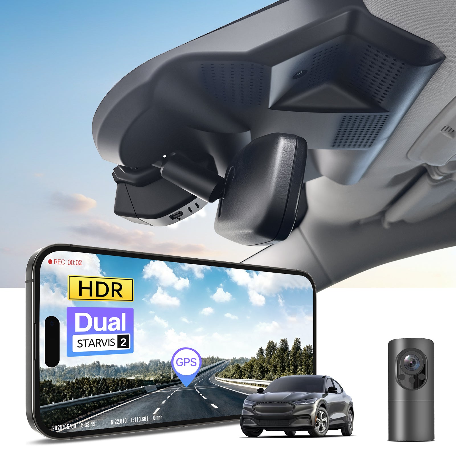 Mangoal Front 4K & Rear 2K HDR Dash Cam, Dual STARVIS 2, for Ford Mustang mach-E 2021 2022 2023 2024 2025