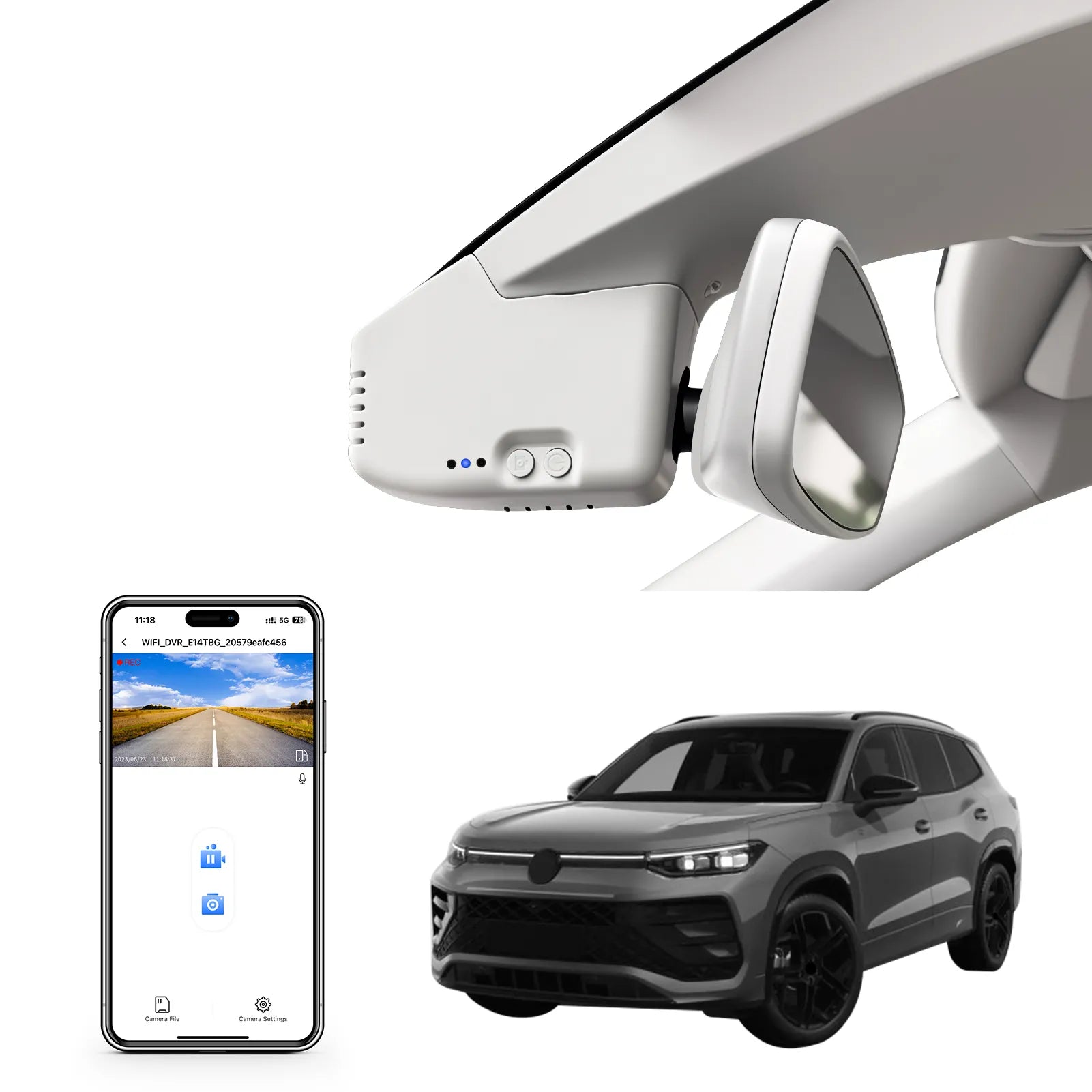 Mangoal Front 4K HDR Dash Cam STARVIS 2 for Volkswagen Tayron 2019-2025(Model B Gray)