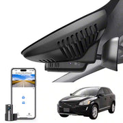 2 channel dash cam with dual STARVIS 2, features smartphone app control, 4K Ultra HD recording, GPS tracking, and Volvo XC60 SUV in the background.  