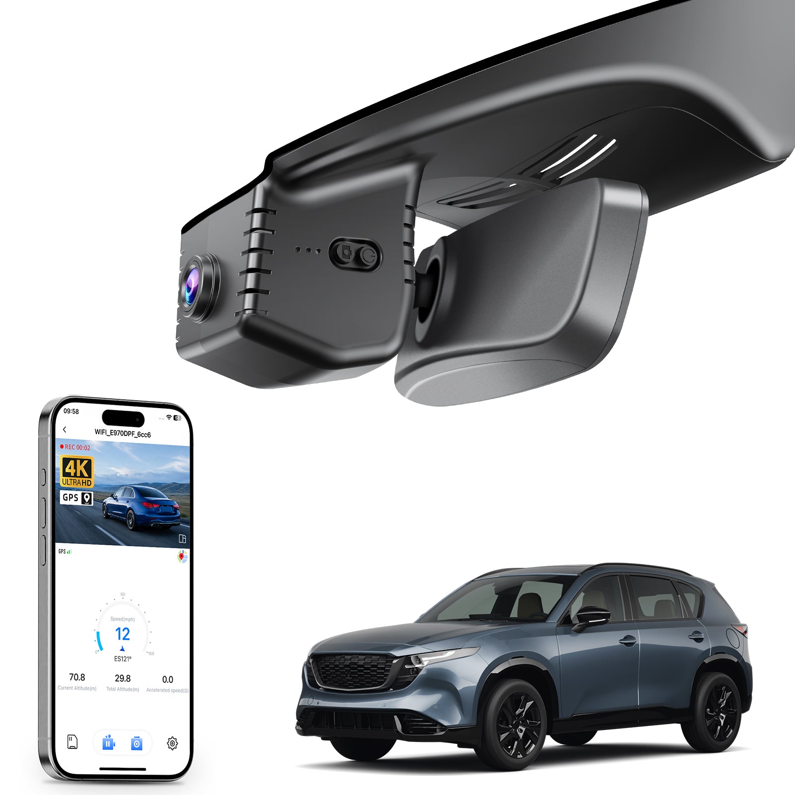 Mangoal Front 4K HDR Dash Cam STARVIS 2 for Mazda All-New Gen3 KM CX-5 2026