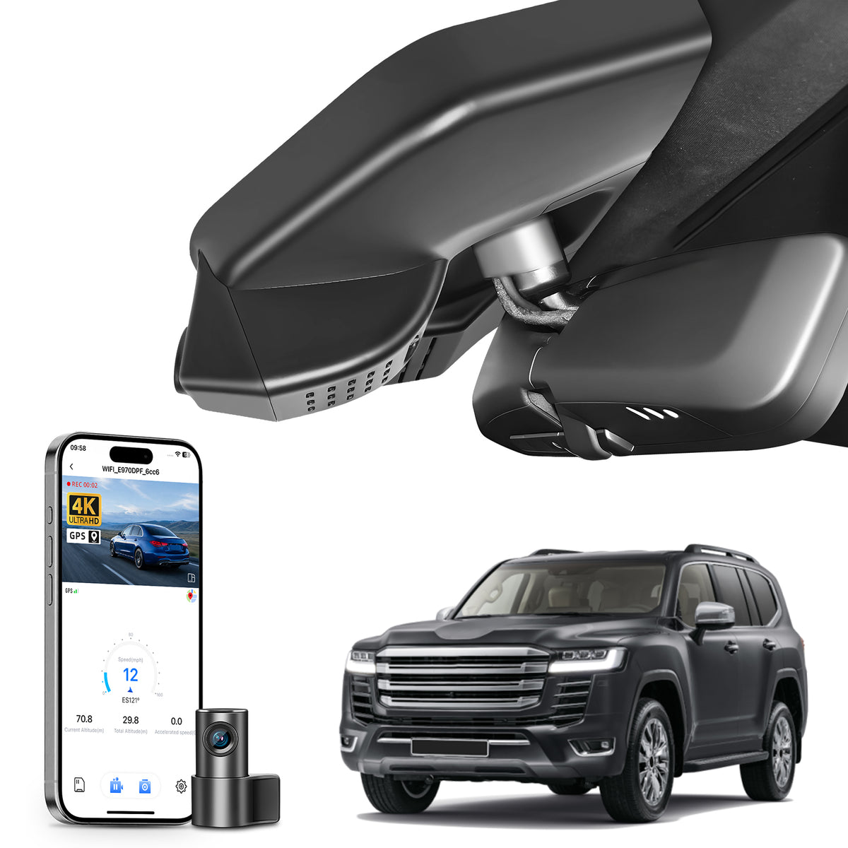 MANGOAL Dash Cam for Toyota Land Cruiser LC300 2022-2024 Model B(LHD,Left-hand drive）