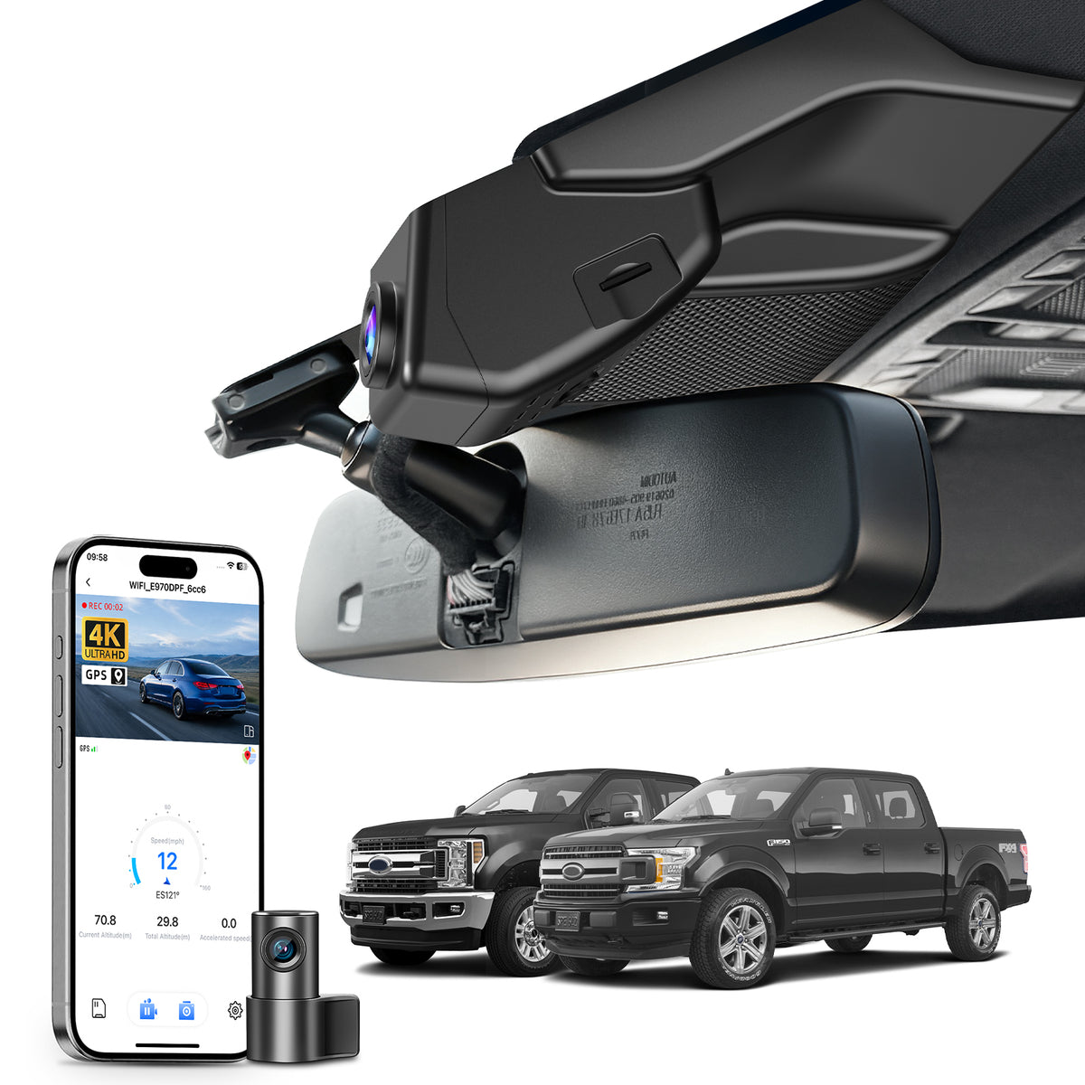 MANGOAL Dash Cam for Ford F150 2018-2020, F250 F350 F450 2020-2022(C)