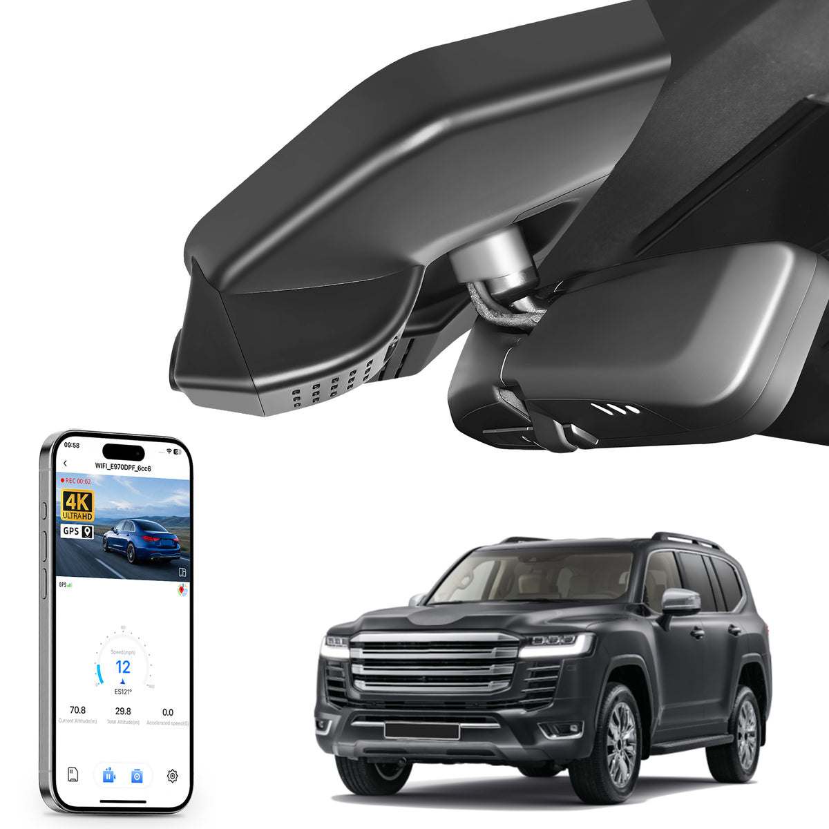 MANGOAL Dash Cam for Toyota Land Cruiser LC300 2022-2024 Model B(LHD,Left-hand drive）