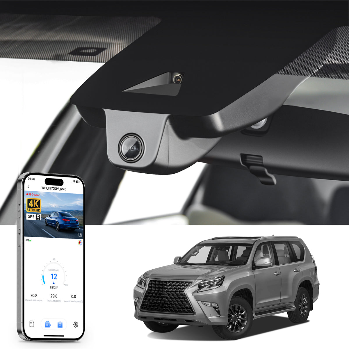 MANGOAL HDR Dash Cam STARVIS 2 for Toyota Land Cruiser Prado J150 2nd Facelift 2020-2023(Model A)