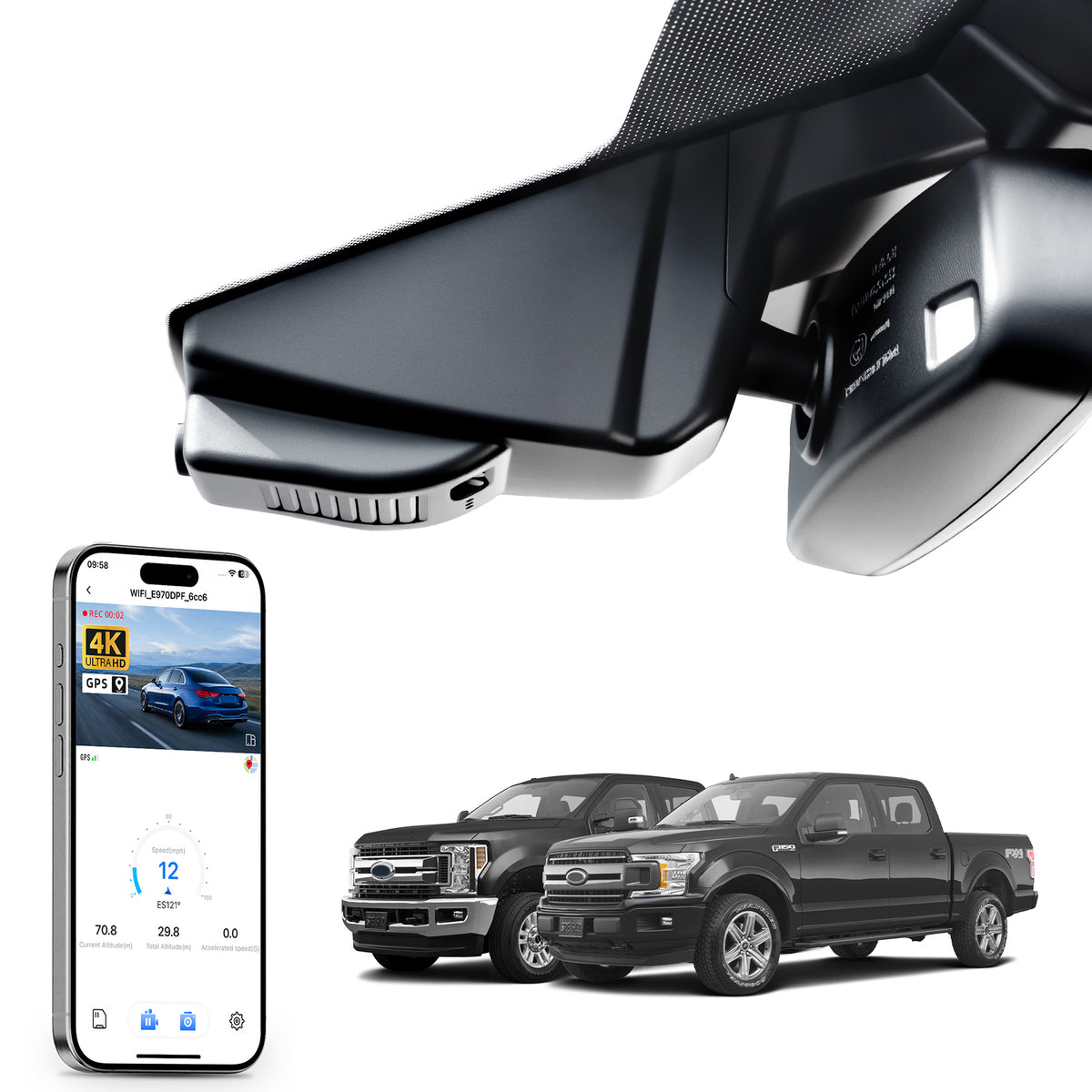 MANGOAL Dash Cam for Ford F150 2015-2020, F250 F350 F450 2017-2019(B)