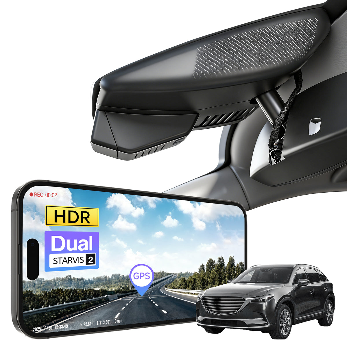 MANGOAL HDR Dash Cam STARVIS 2 for CX-5 2017-2018 & CX-9 2016-2019 & CX-3 2018-2021 & Mazda 3 2017-2018