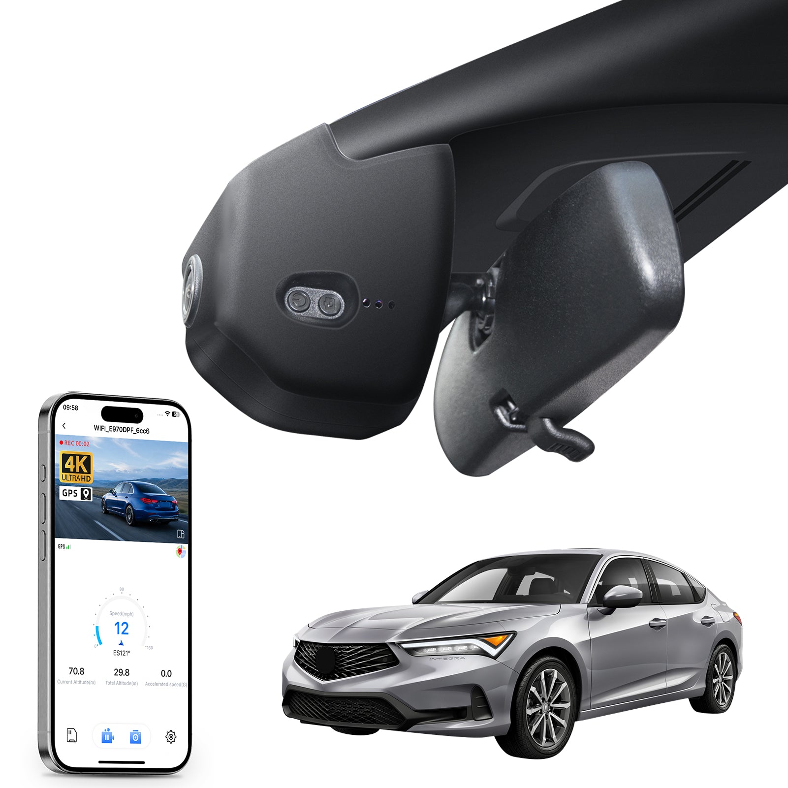 Mangoal Front 4K HDR Dash Cam STARVIS 2 for Acura Integra 2023-2025(Black)