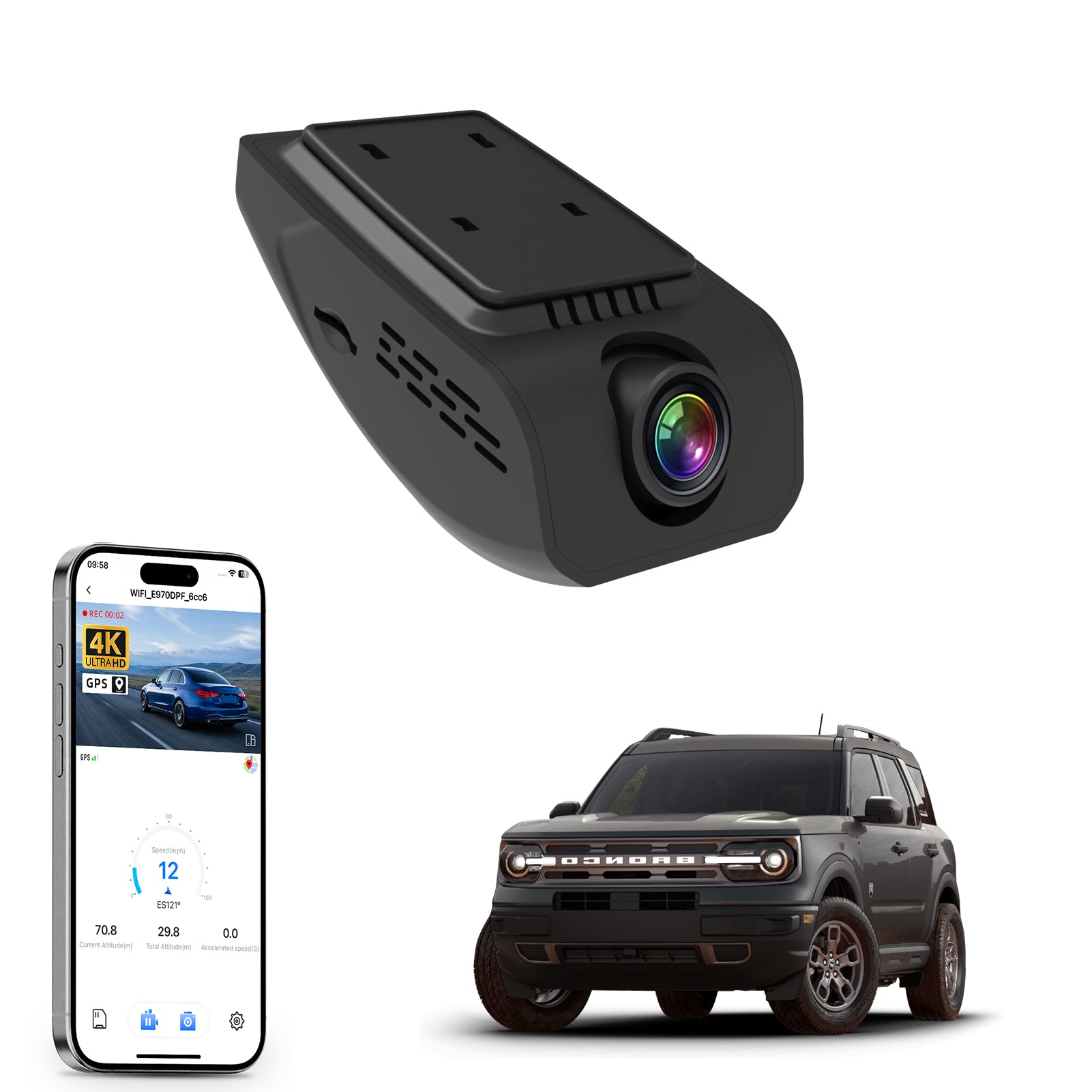 Mangoal Dash Cam for Ford Bronco Sport 2021+