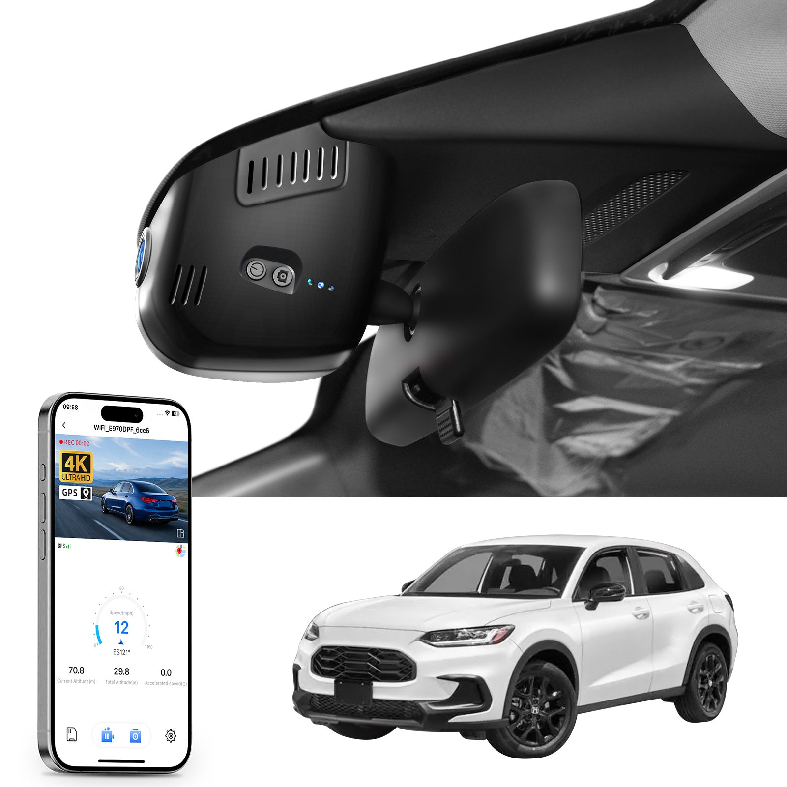 Mangoal Front 4K HDR Dash Cam STARVIS 2 for Honda HRV Gen3 RU 2023-2027(Model B)