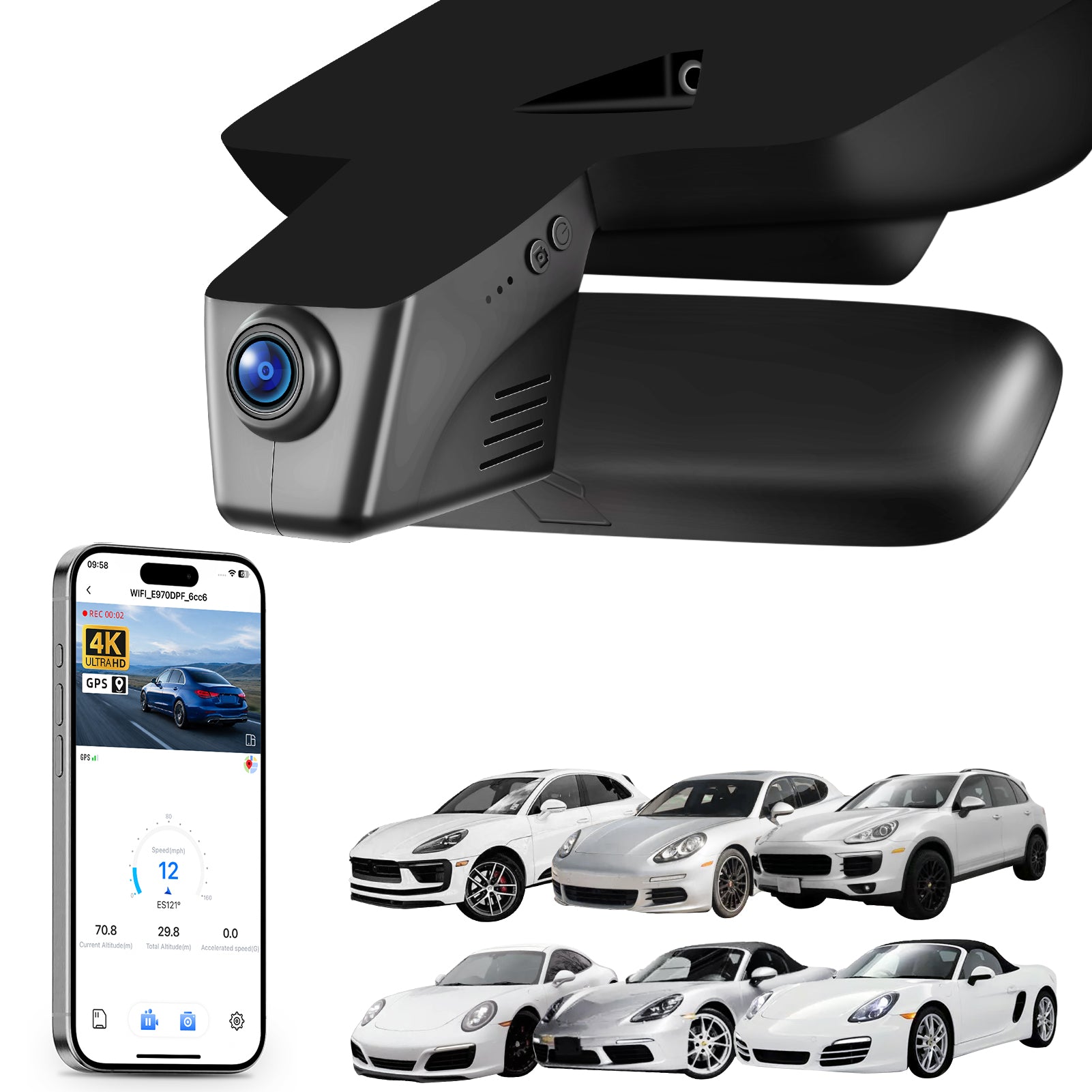 Mangoal HDR Dash Cam STARVIS 2 for Porsche Cayenne, Macan, 911, Panamera, Boxster, Cayman, Spyder(Model B)