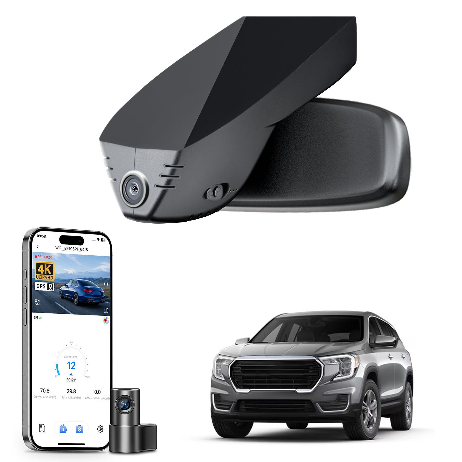 Mangoal Front 4K & Rear 2K HDR Dash Cam, Dual STARVIS 2, for GMC Terrain 2018-2024(Model A)