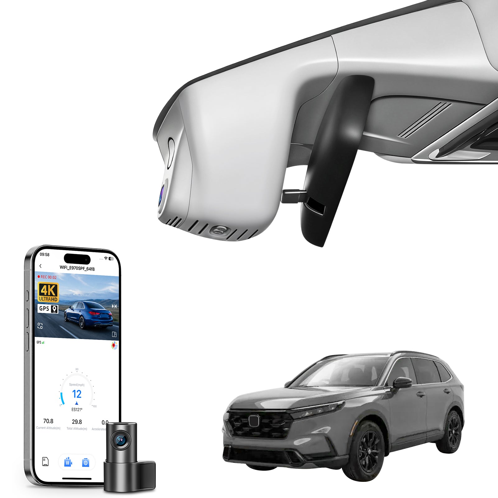 Mangoal Front 4K & Rear 2K HDR Dash Cam, Dual STARVIS 2 for Honda CR-V & CR-V Hybrid 2023-2026 (Model B Gray)