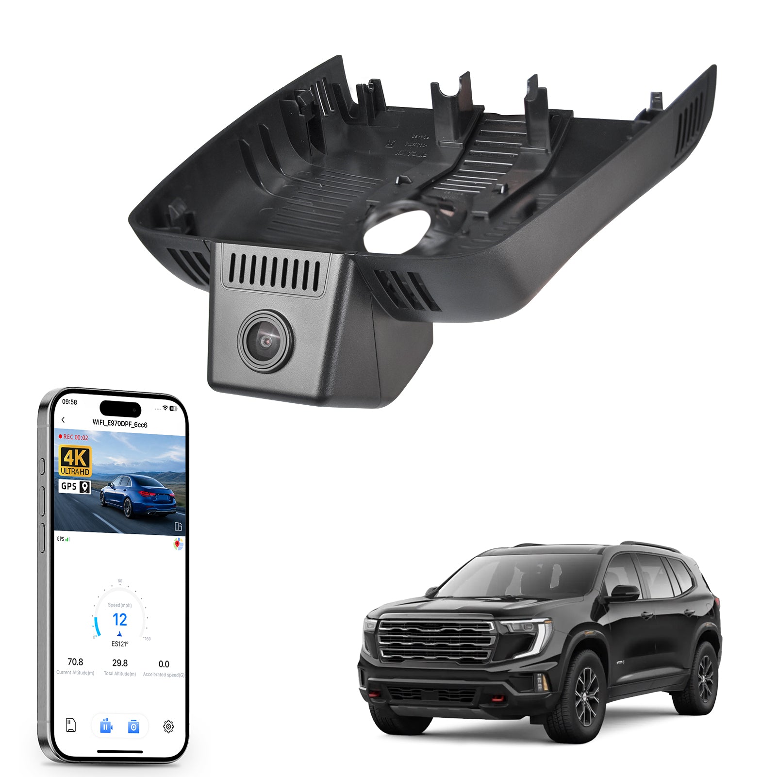 Mangoal Front 4K HDR Dash Cam STARVIS 2 for GMC Acadia Gen3 2024-2026(Model C)